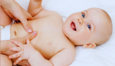 Baby receiving touch therapy